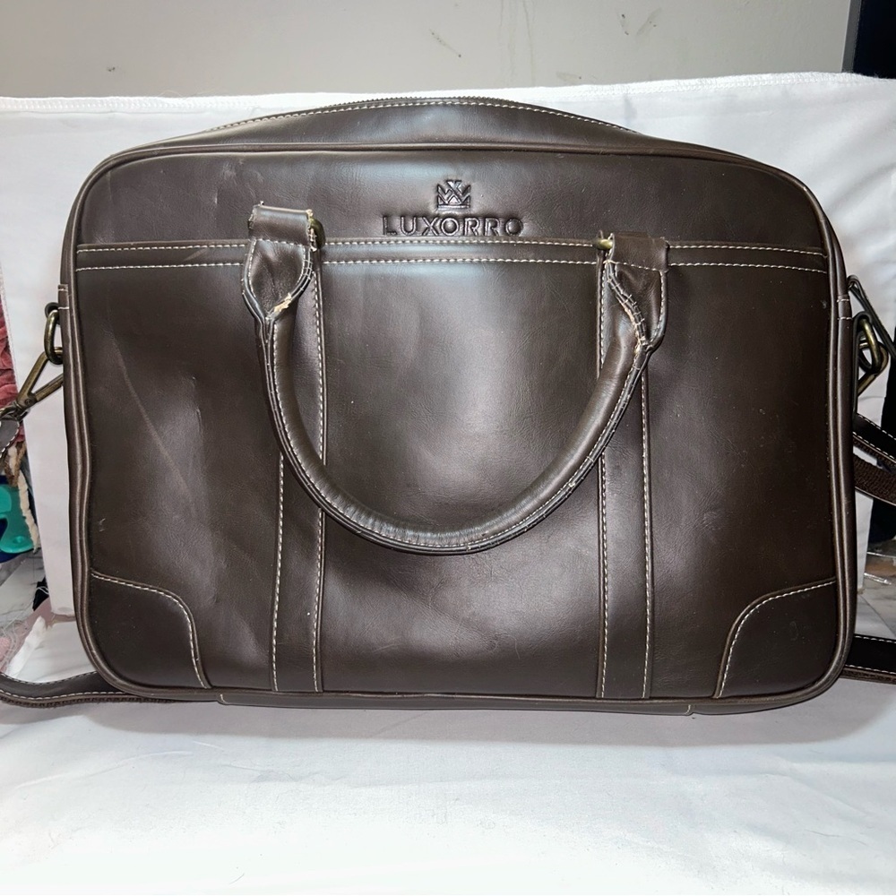 Luxorro Professional Brief Case Laptop Bag travel bag brown leather
